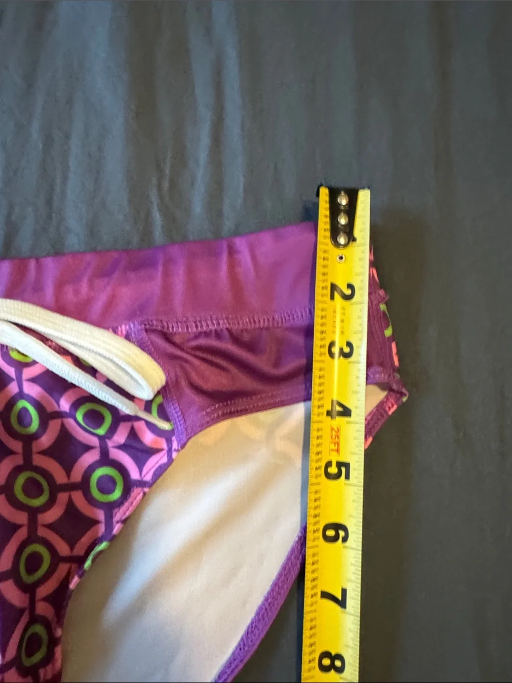 Purple Geometric Men's Swim Briefs with Drawstring Medium